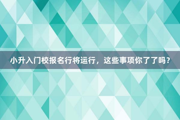 小升入门校报名行将运行，这些事项你了了吗？